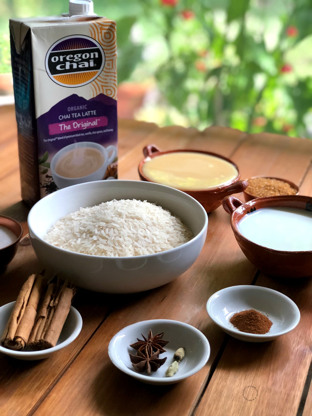 Ingredients for making the Chai Latte Rice Pudding