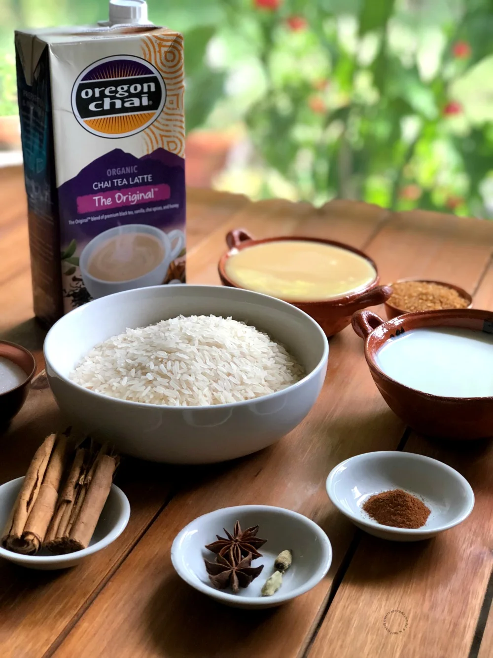 Ingredients for making the Chai Latte Rice Pudding Ingredients for making the Chai Latte Rice Pudding