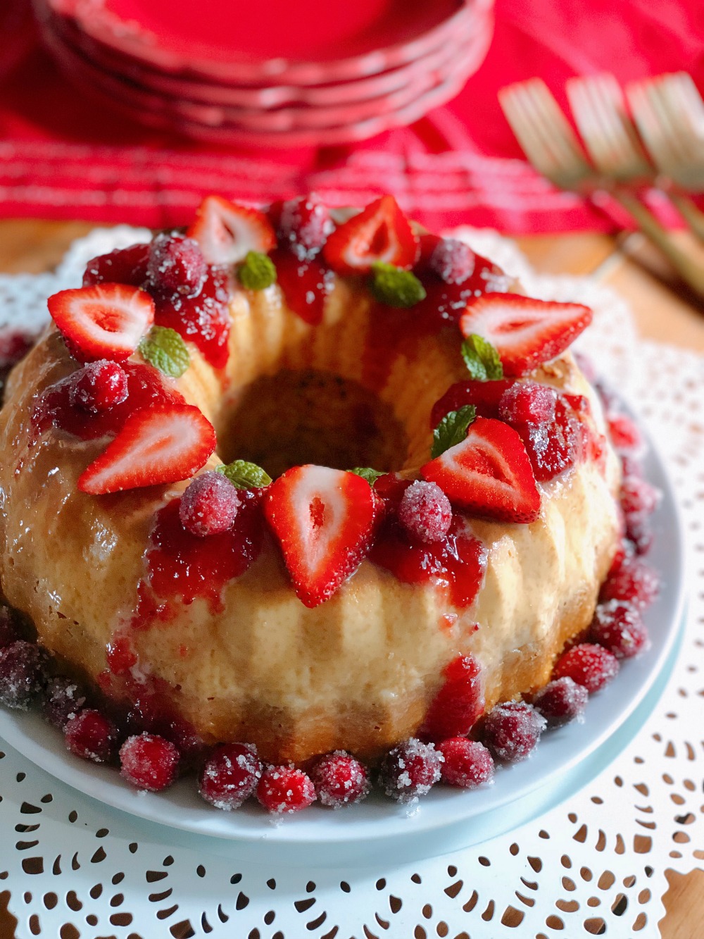 Vanilla Flan Cake with Berry Sauce - Adriana's Best Recipes