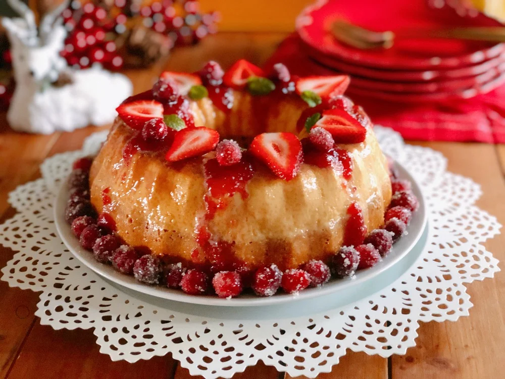 Vanilla Flan Cake with Berry Sauce - Adriana's Best Recipes