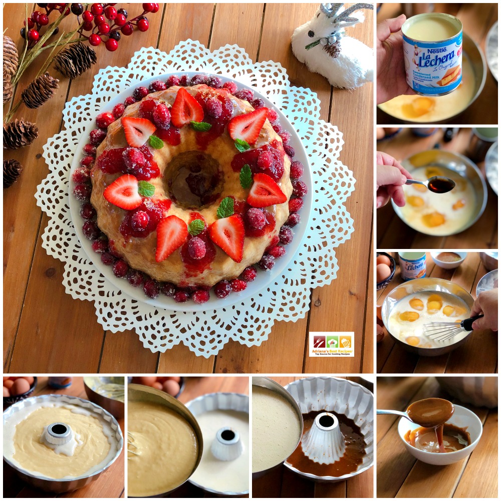 Step by step process to make the Vanilla Flan Cake