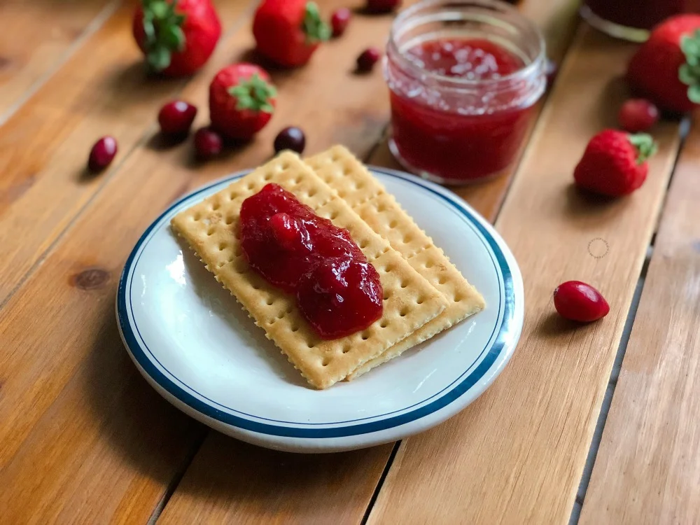 This Strawberry Cranberry Homemade Jam is perfect to enjoy with almost everything