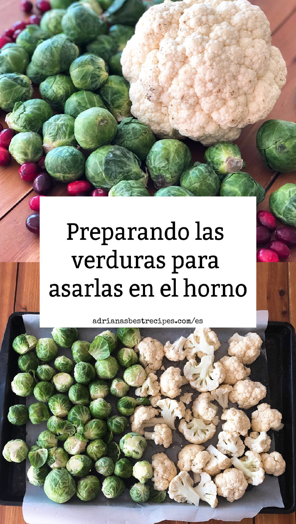 Preparando las verduras para asarlas en el horno