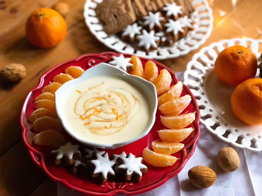 Servimos el dip con galletas de jengibre