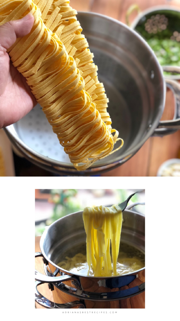 Cooking the Ronzoni Homestyle Fettuccine with boiling water and salt until al dente