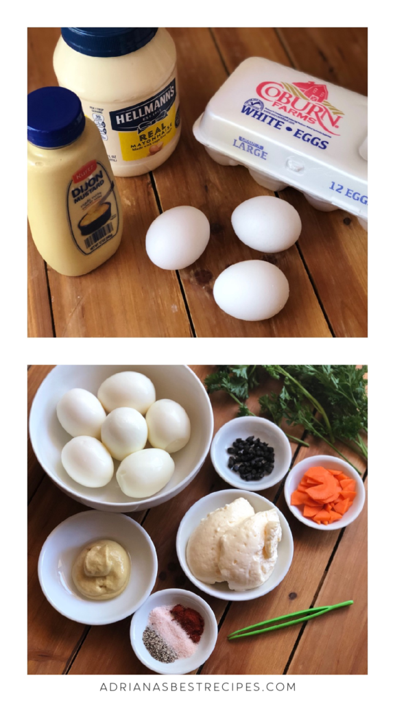 Los ingredientes para esta receta incluyen mayonesa, mostaza y especias. 