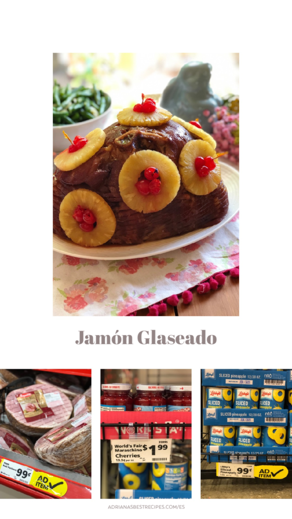 Este es el jamón glaseado con piña y cerezas