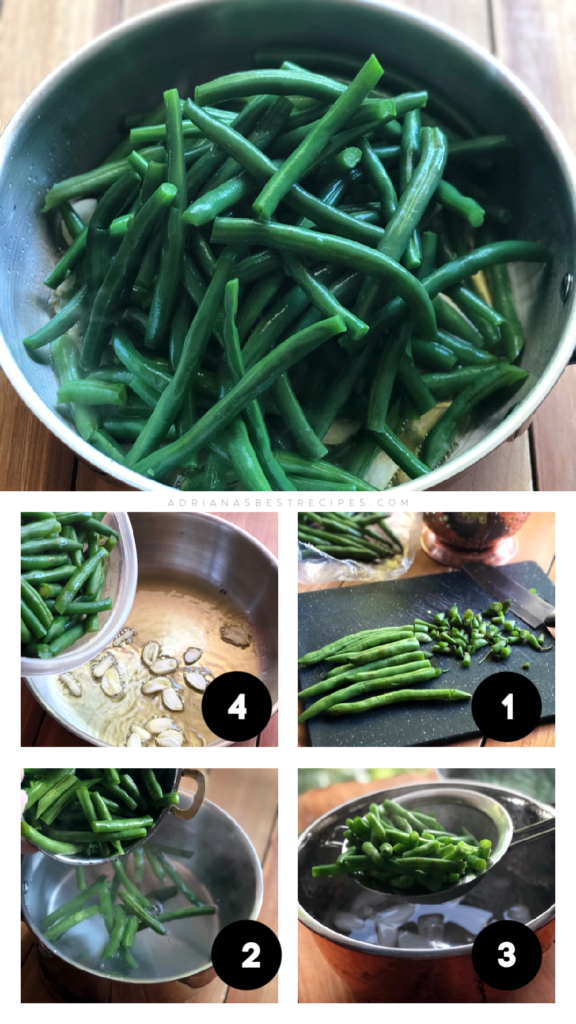 The step by step includes blanching first and then sautéing to preserve the green deep color of the produce