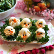 These deviled eggs are a show stopper. Served on a tray with curly parsley for a fun set up.