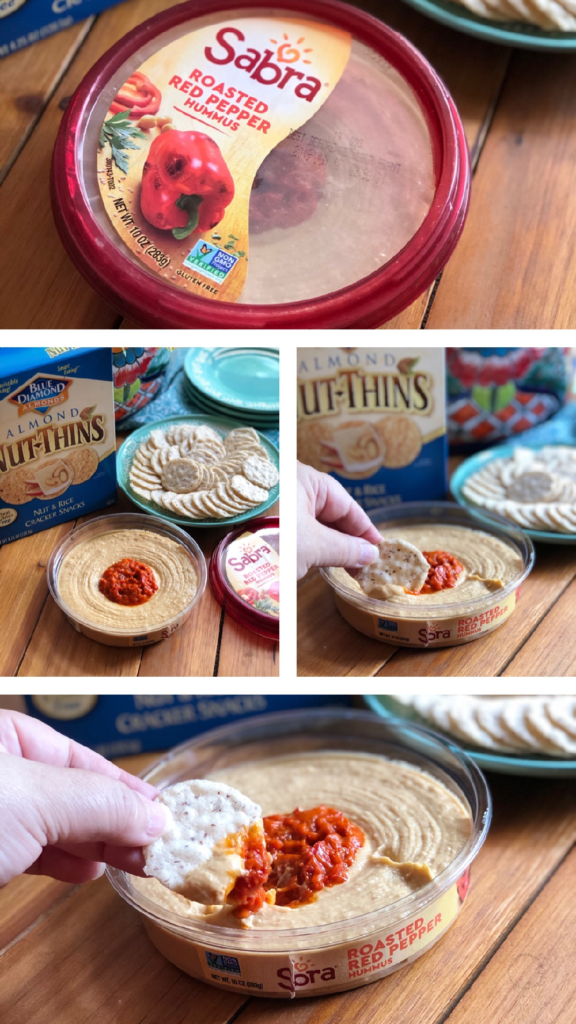 Sabra hummus because it is convenient and a delicious dip. The roasted red pepper option is flavorful and has a delicate spicy note.