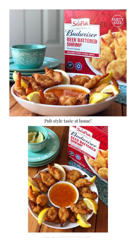 The SeaPak Budweiser Beer-Battered Shrimps are super easy to make. Just follow the instructions in the package and enjoy