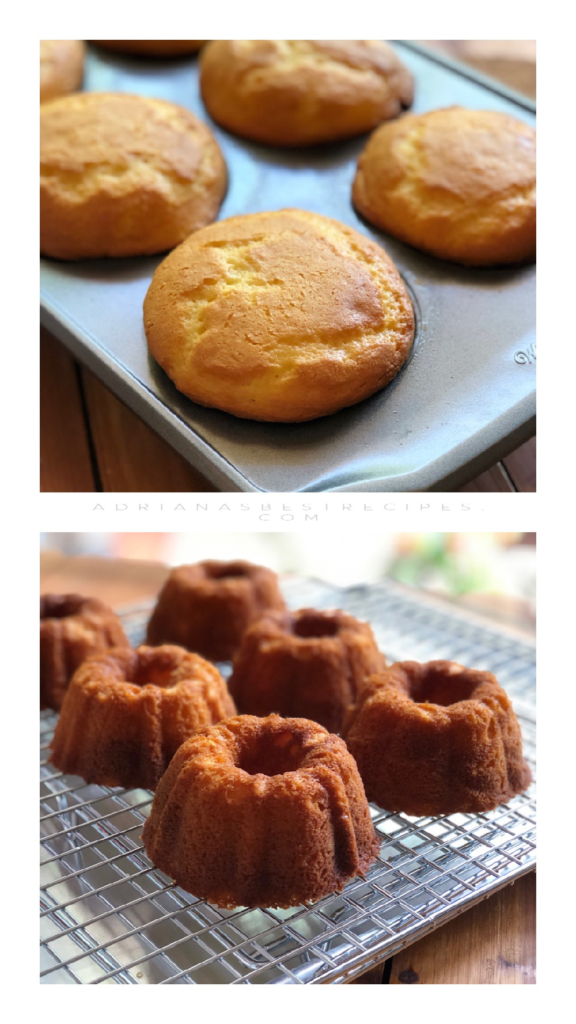 The mini cakes out of the oven make sure to cool them in a rack before frosting