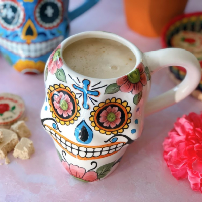 Mexican marzipan atole made with maicena and Mexican candy