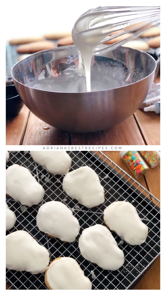 Preparing the royal icing for decorating the cookies