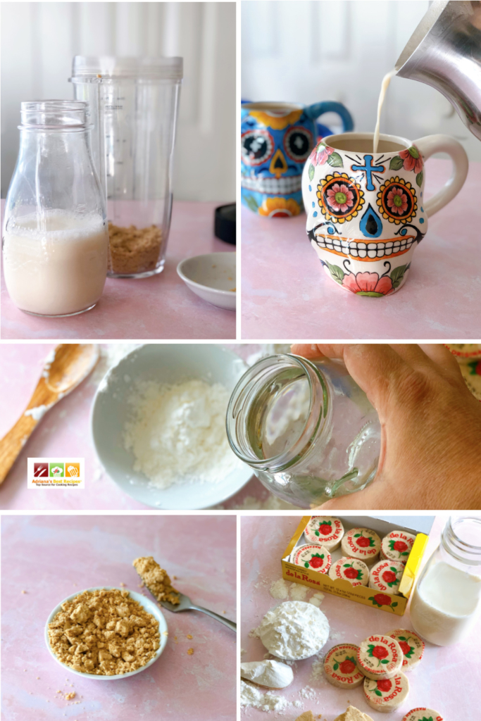 Step by step process on how to make the peanut atole hot drink