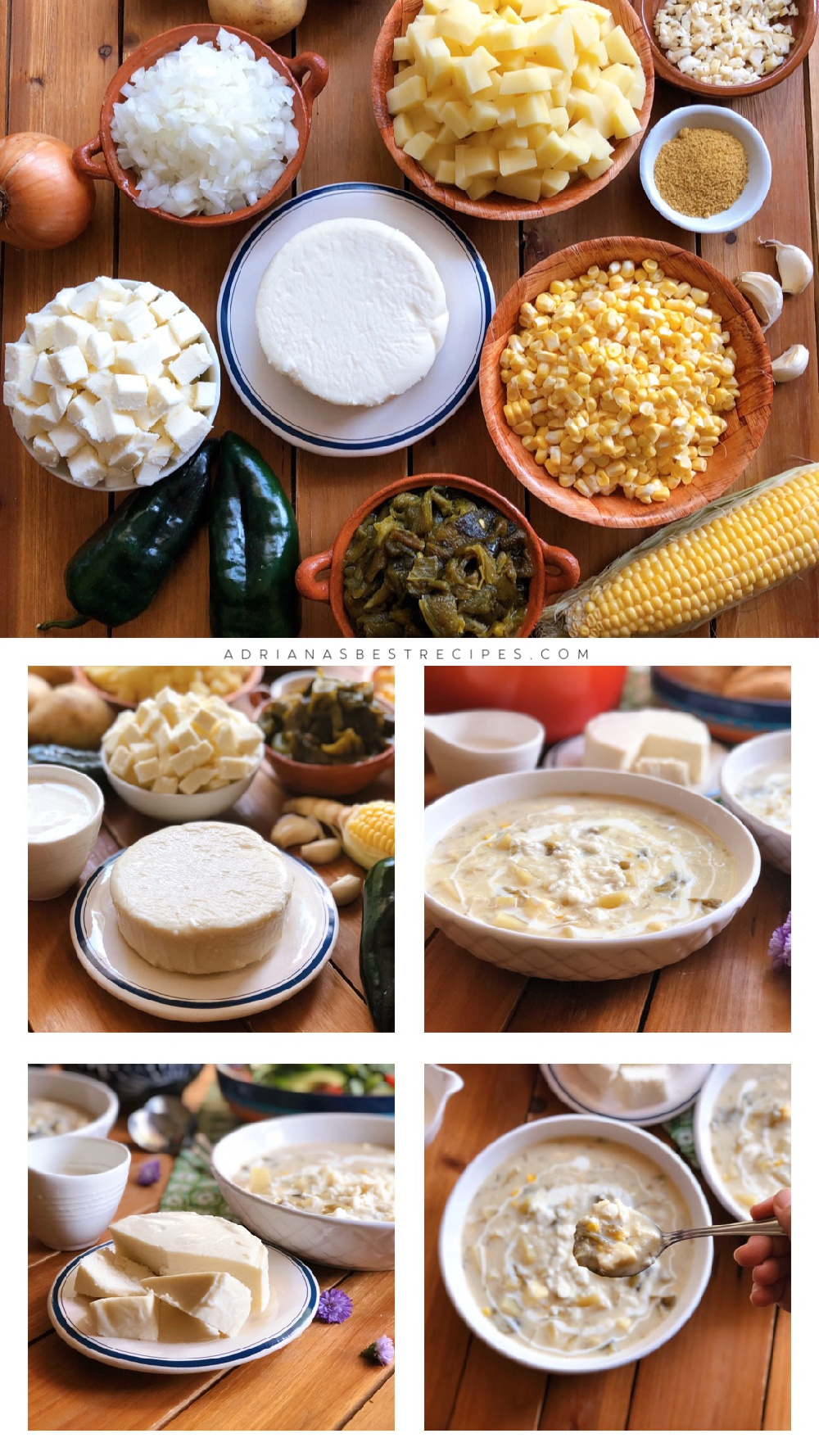 a collage with the process on how to make the caldo