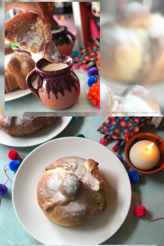 Enjoying Mexican sweet bread with atole this Day of the Dead
