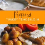 peppered turkey tenderloin with gravy