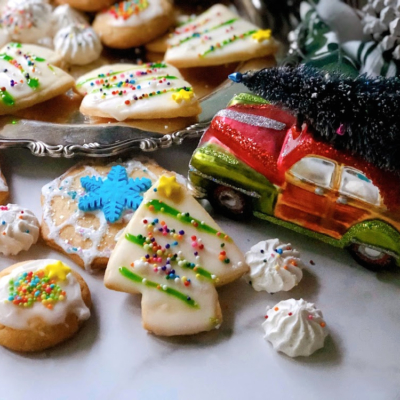 Christmas Cookies for Santa and Beyond shaped as trees and snowflakes