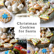 We made Christmas cookies simulating edible Christmas trees and snowflakes. These sweet treats are perfect for the enjoyment of Santa and the whole family. These cookies have classic sugar cookie dough with almond flavor.