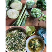 a collage with images showing how to make cabbage soup
