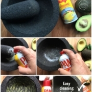 El tip de cocina del Chef Duran: Rociar un poco de PAM Cooking Spray en el molcajete!