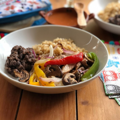 This is the recipe for the skillet pork sirloin fajitas bowl. This is an easy recipe for the Cinco de Mayo menu