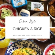 This recipe is a one-pot meal for chicken and rice called in Spanish "Arroz con Pollo." The ingredients include long-grain rice, white chicken meat, olive oil, butter, peas, saffron, olives, chicken stock, and Latino condiments. All ingredients found at Sedano's Supermarkets.