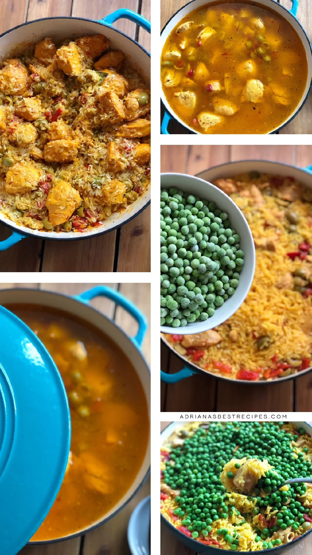 Step by step process on how to make the arroz con pollo using a dutch oven