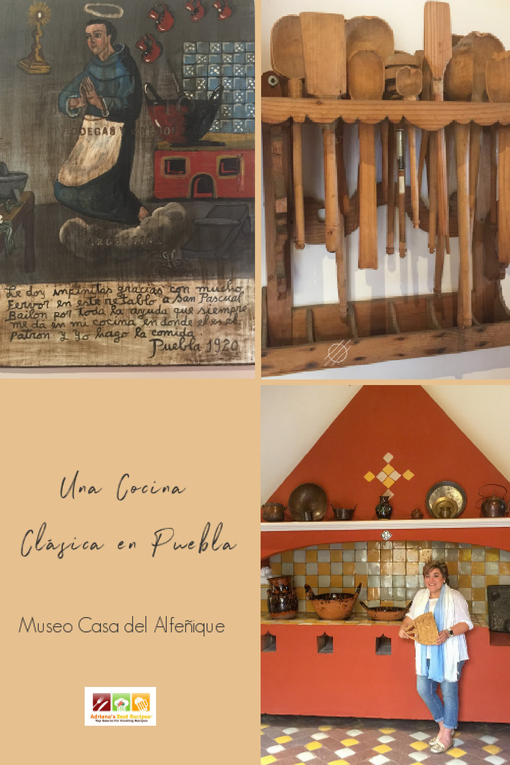 un collage que muestra aspectos de una cocina mexicana en Puebla