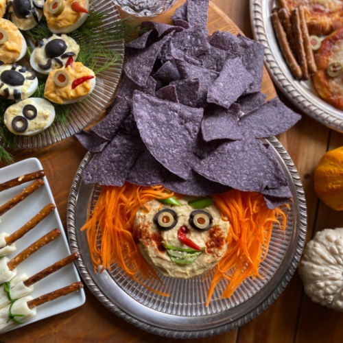 A spread of food using a Halloween theme