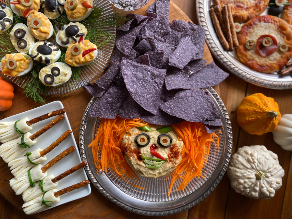 A spread of food using a Halloween theme