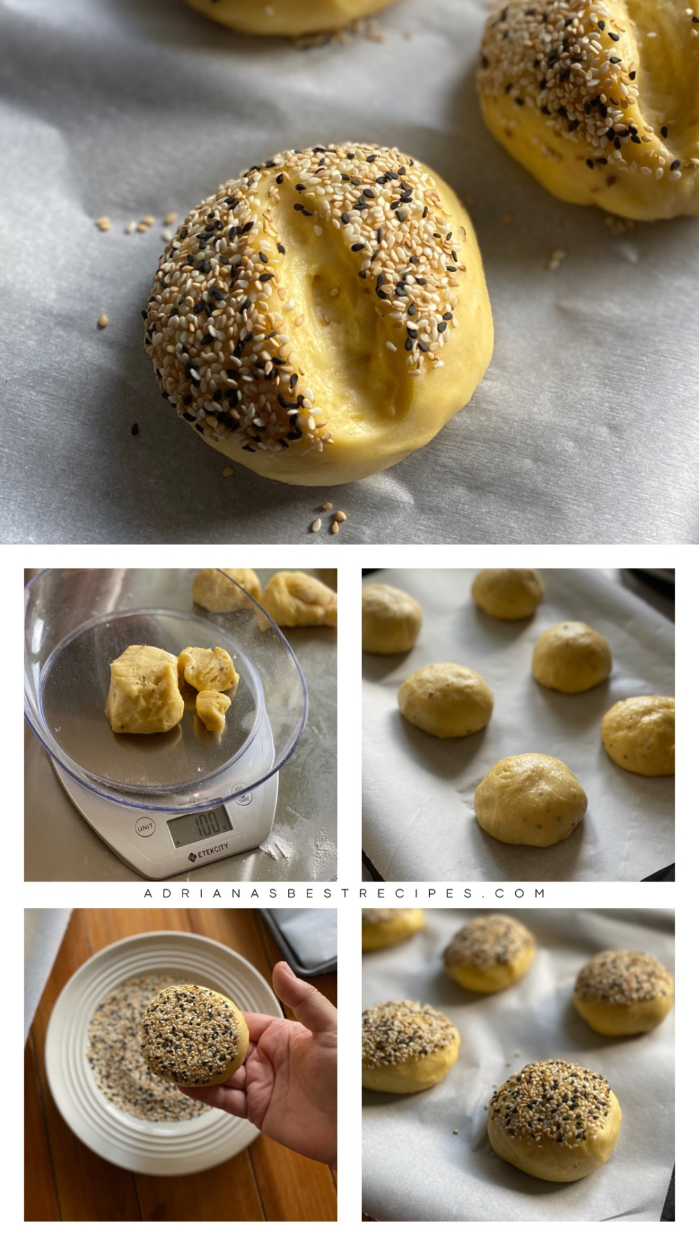 Step by step process on how to add the sesame seeds