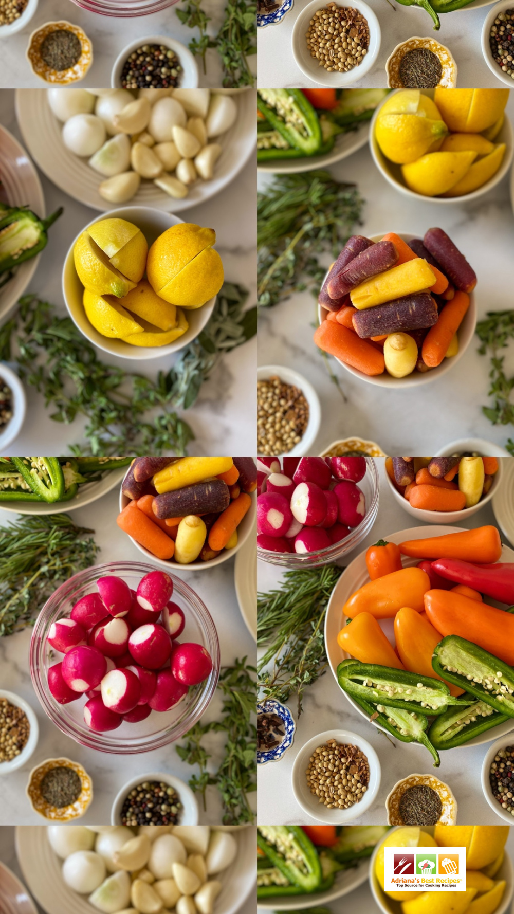 Una variedad de verduras para hacer encurtidos en el sous vide