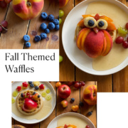 Fall themed waffles with seasonal fruit