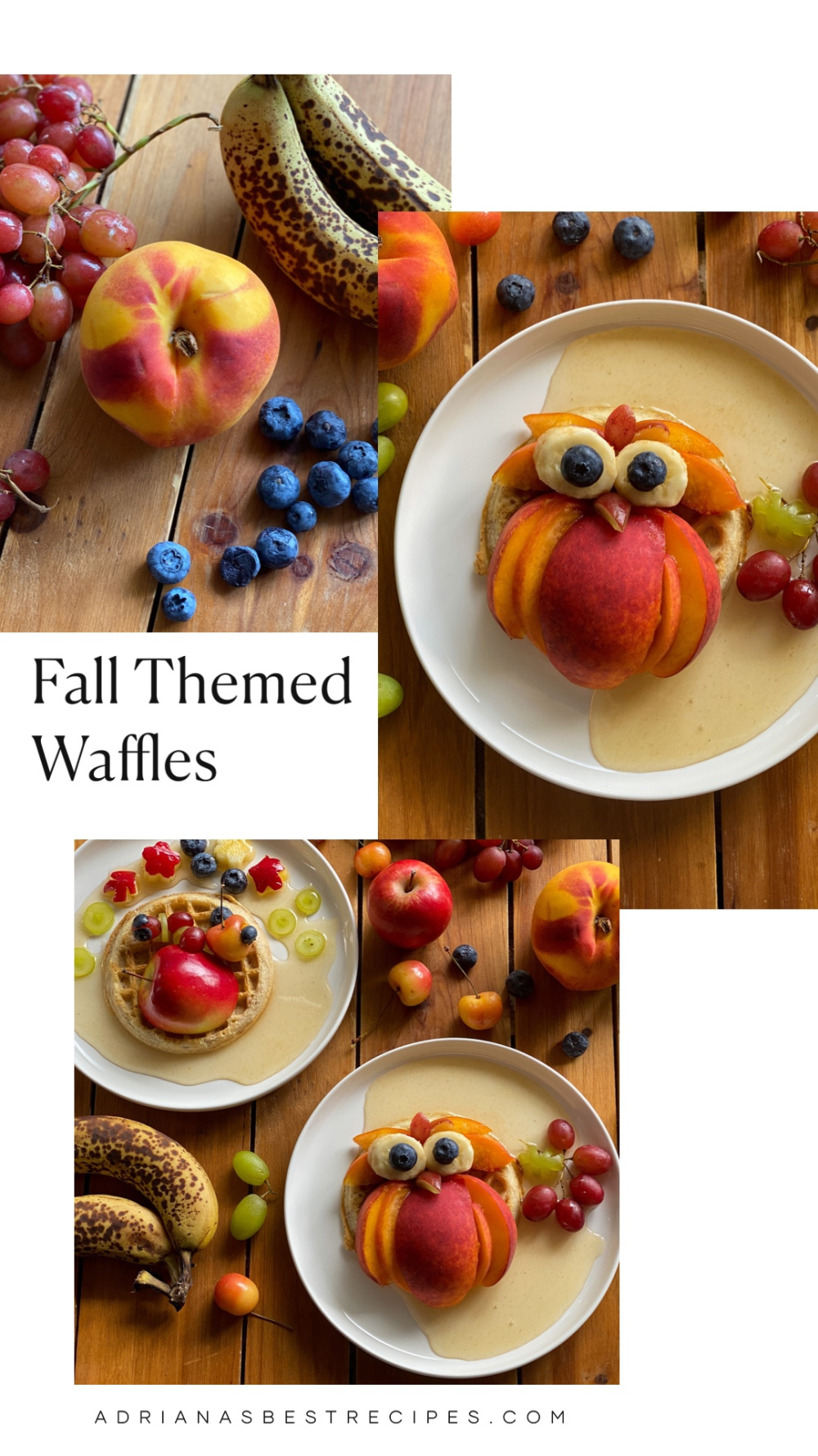 Fall themed waffles with seasonal fruit