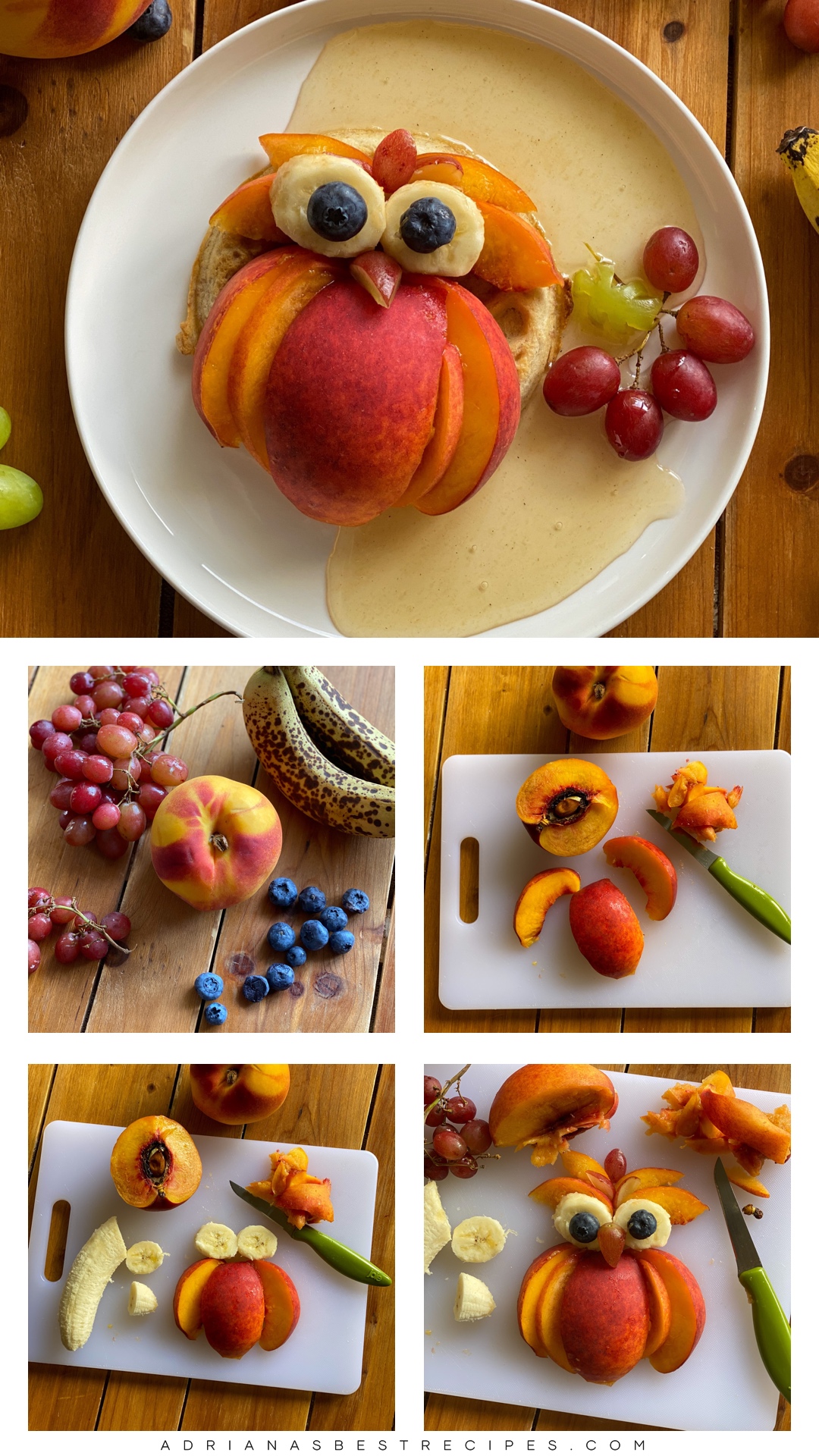 Step by step on how to make the peachy owl waffle