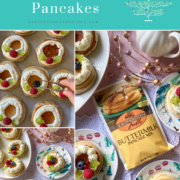 a collage showing images with blinis for tea time