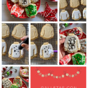 collage con Tips de cómo decorar las galletas con diseños de suéteres feos