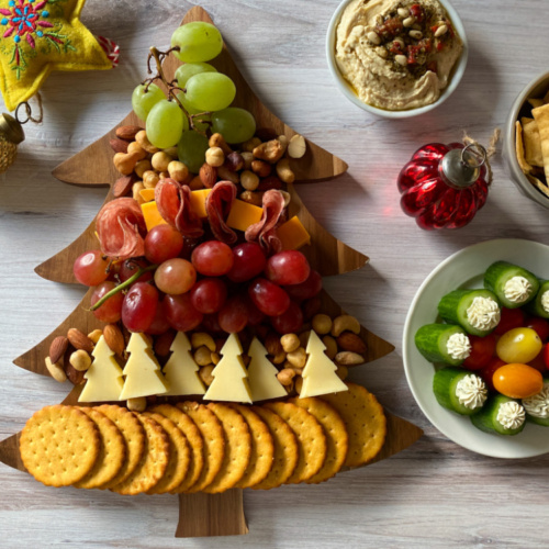 serving a holiday cheeseboard paired with red wines
