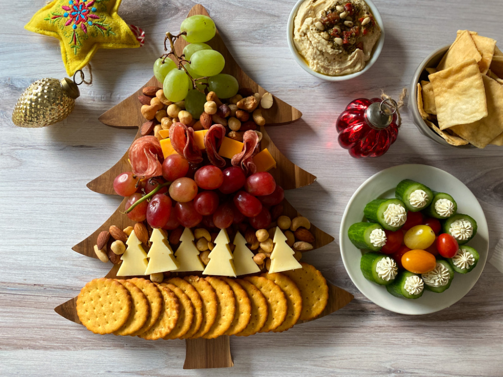 serving a holiday cheeseboard paired with red wines