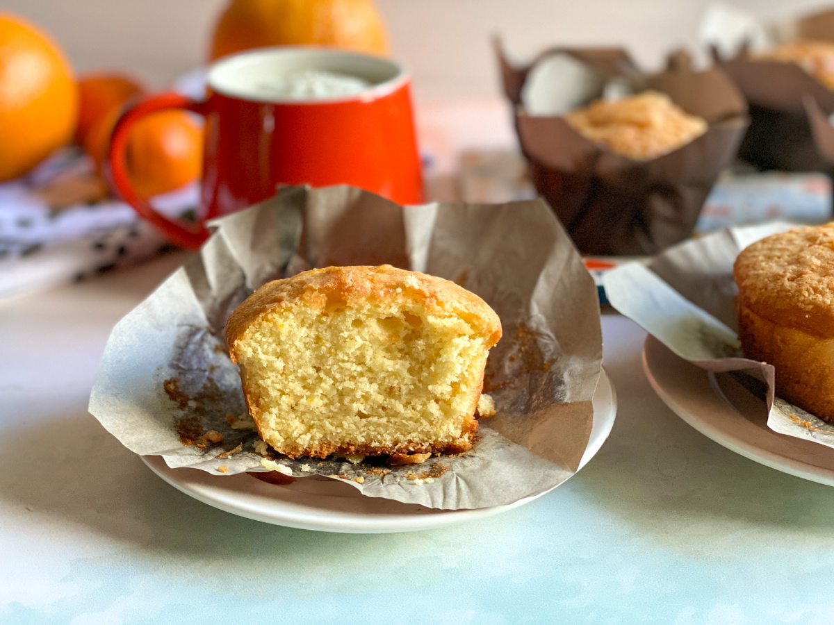 A buttery cupcake cut in half