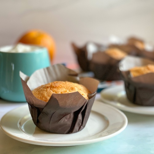 magdalenas or mantecadas with orange juice