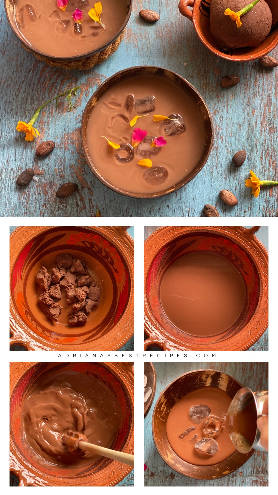 a collage showing how to make pozol using a clay pot