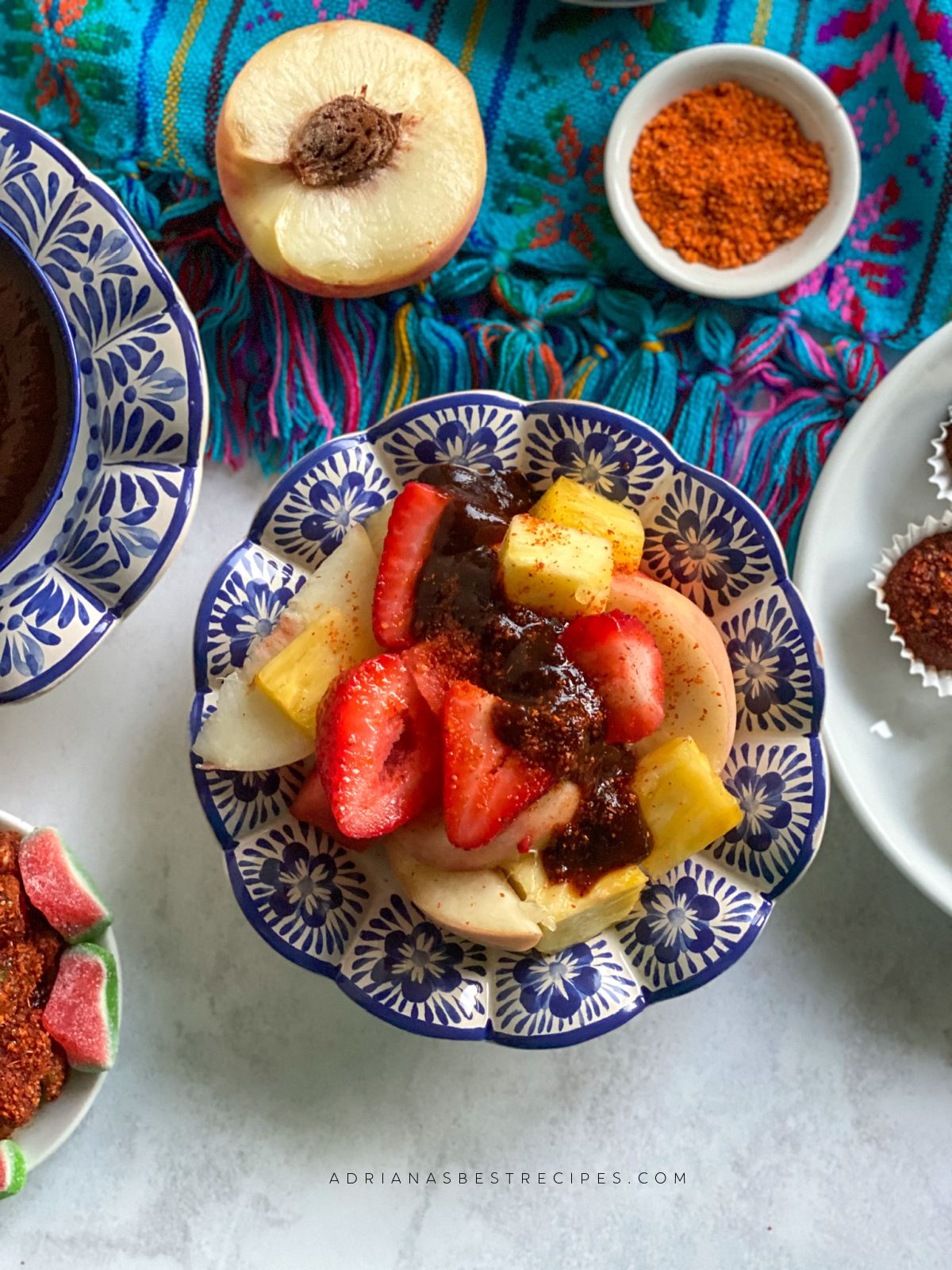 a Mexican fruit bowl with a spicy touch