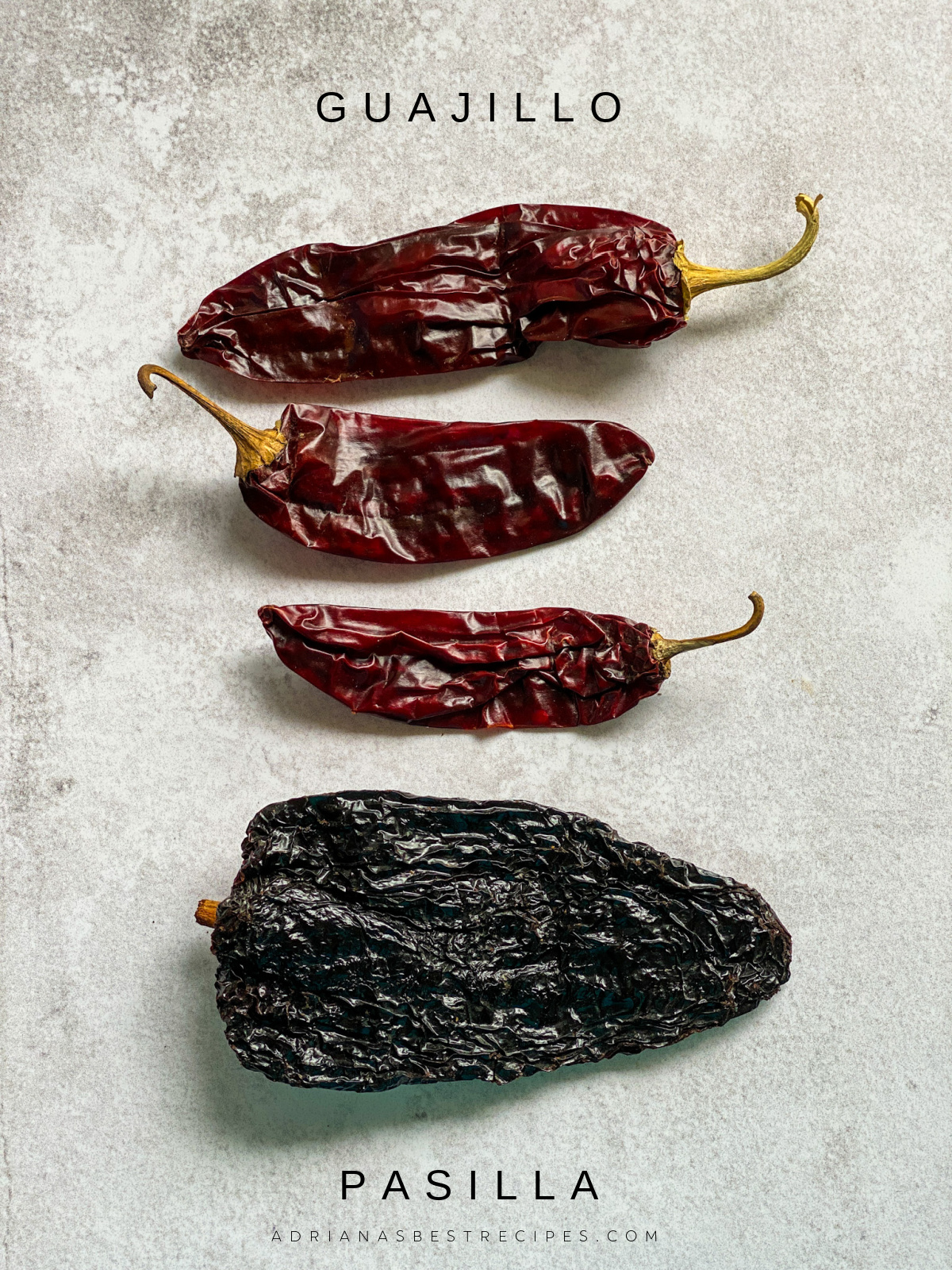 guajillo and pasilla dried peppers
