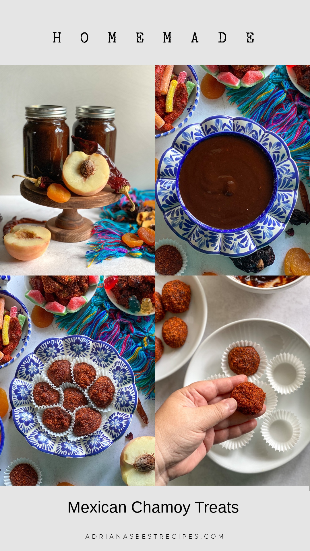 a collage with artisanal Mexican spicy treats inspired by umeboshi sour apricots flavor notes