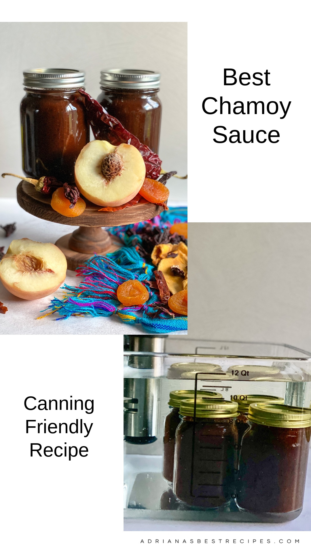 a collage with images on how to can chamoy sauce inspired in umeboshi sour plum flavors