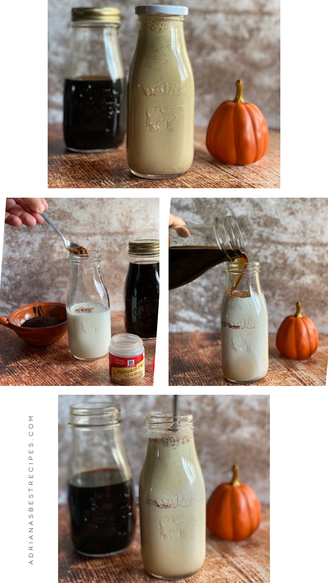 A collage on how to make the homemade PSL creamer