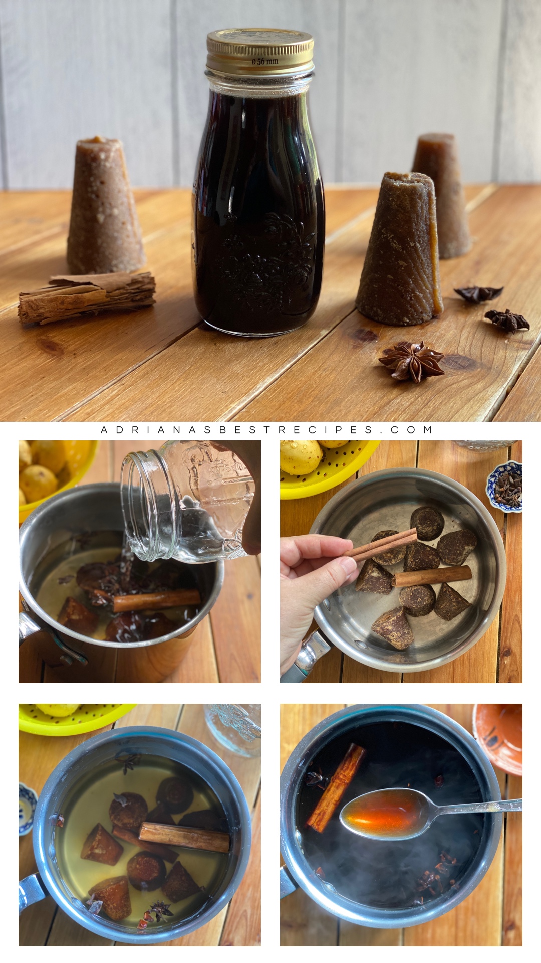 step by step on how to make piloncillo syrup